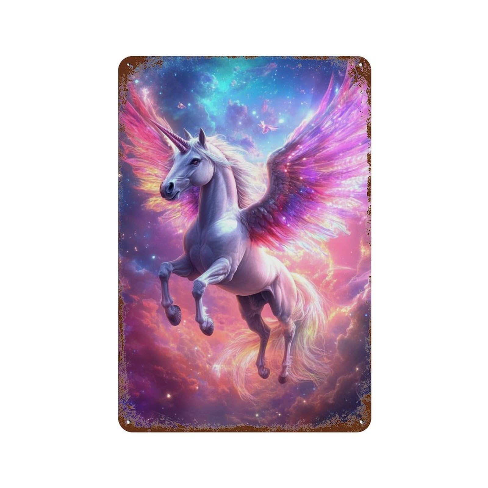 Garage Style Magical Unicorn Fantasy Artwork -1 Retro Metal Sign 11.8"x7.9", Classic Wall Plaque for Bar And Workshop