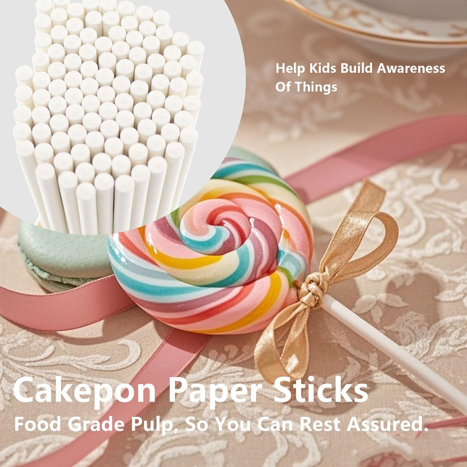 500 Pcs White Paper Lollipop Treat Sticks,WINCUR Cake Pop Sucker Sticks for Making Cookies,Cotton Candies,Popsicle,Chocolates,Cake Balls,Rice Crispy Treats-Great for Parties (3 * 200mm/0.12 * 7.87")