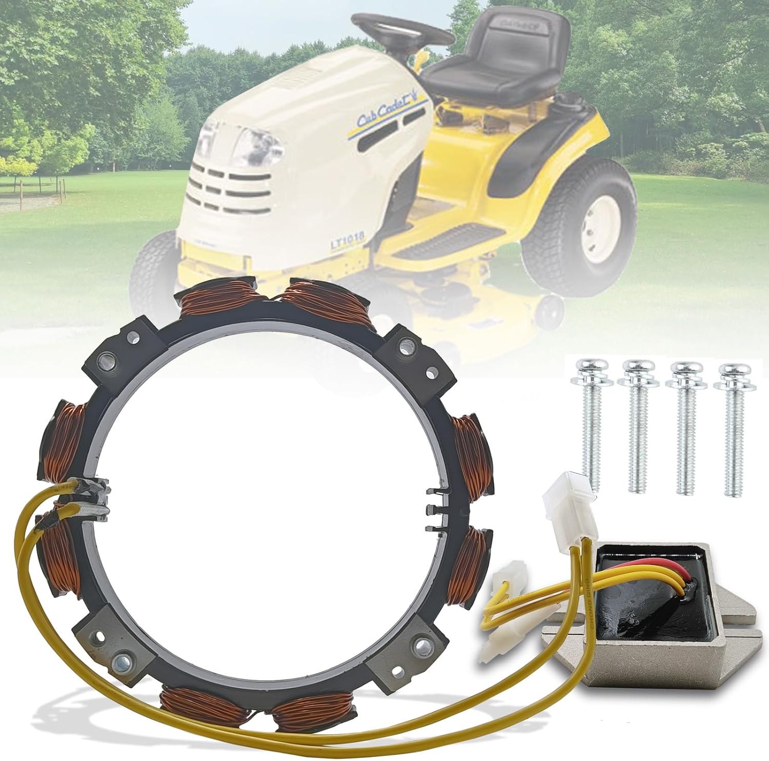 Chikia 592830 Alternator Stator Coil Replacement For BriggsStratton 10-16 Amp with 845907 Voltage Regulator Toro Cubcadet 394890 393374 691185 696458 393295 Lawn Mower