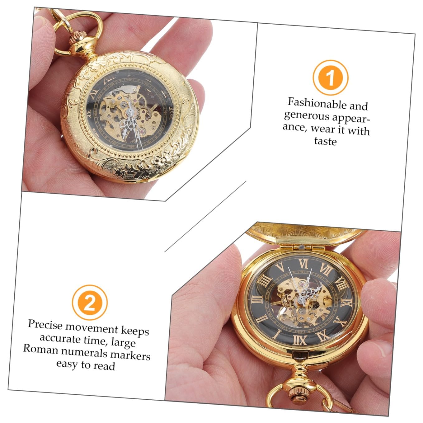 COLLBATH Montre De Poche Vintage Steampunk pour Homme avec Chiffres Romains Idéale pour Un Anniversaire Ou Un Mariage