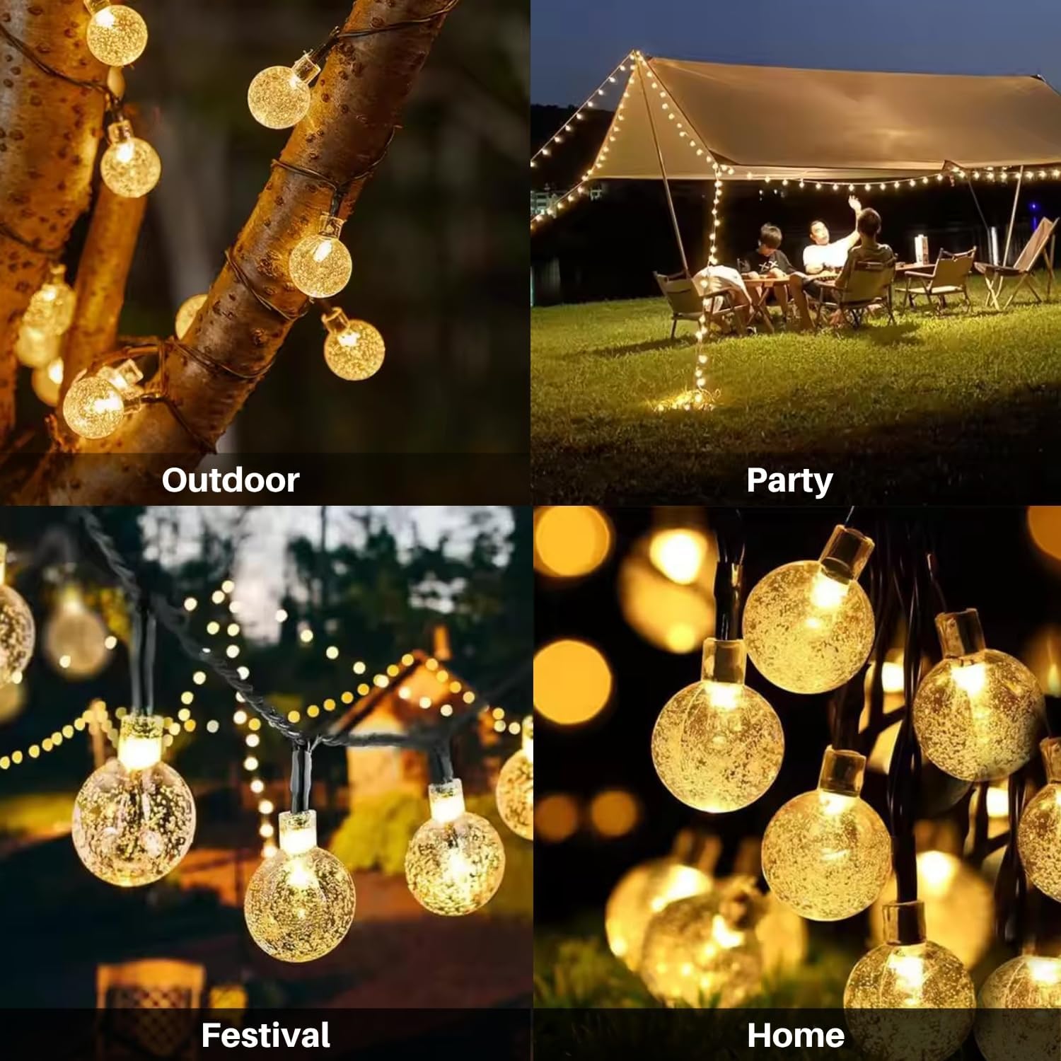 Crystal Ball String Lights - Warm White LEDs -5