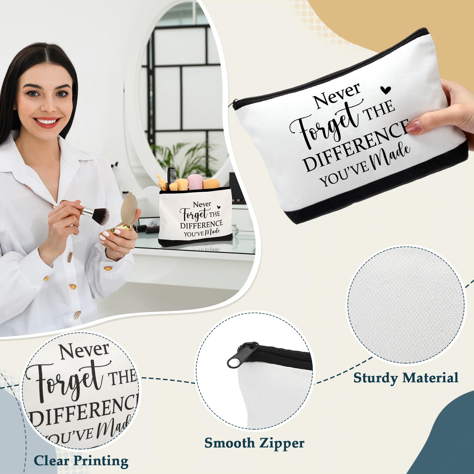 60 Pcs Employee Appreciation Gifts Bulk Never Forget Notebook Gift Bag Glass Cup Makeup Bag Bamboo Pen for Graduation Teacher Father Day Office Staff