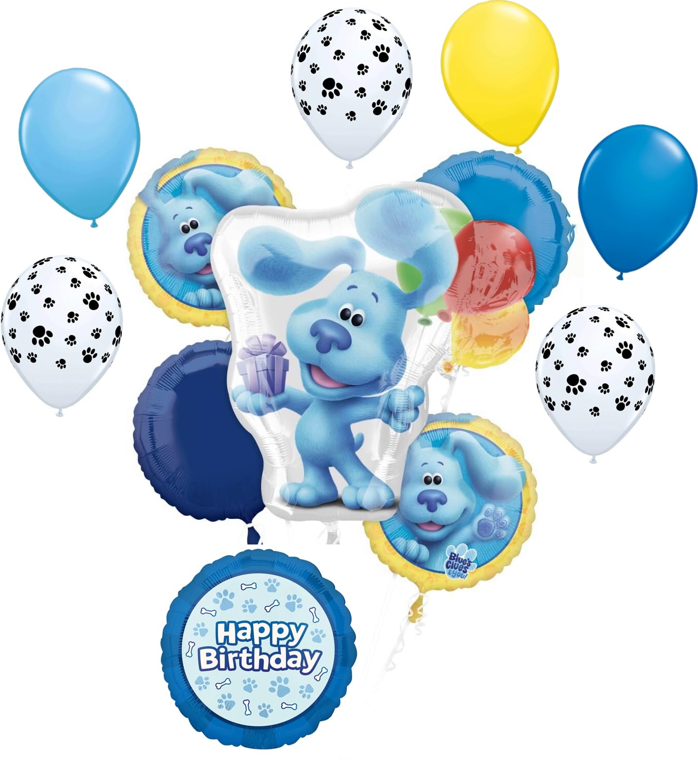 Anagram Blue's Birthday Clues Party Supplies 12pc Balloon Bouquet Decorations