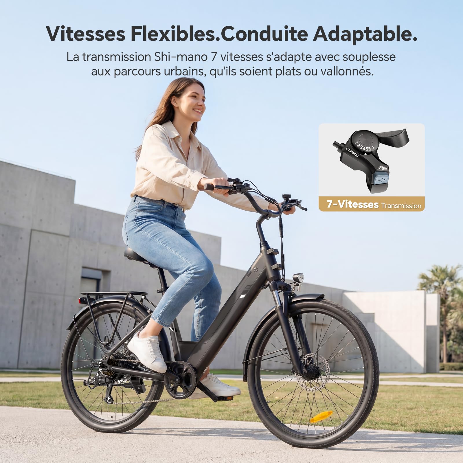 Touroll J2 St Pro Vélo Électrique Ville 250W 45Nm 561Wh Autonomie 100KM Freins Hydrauliques 7 Vitesses 26"