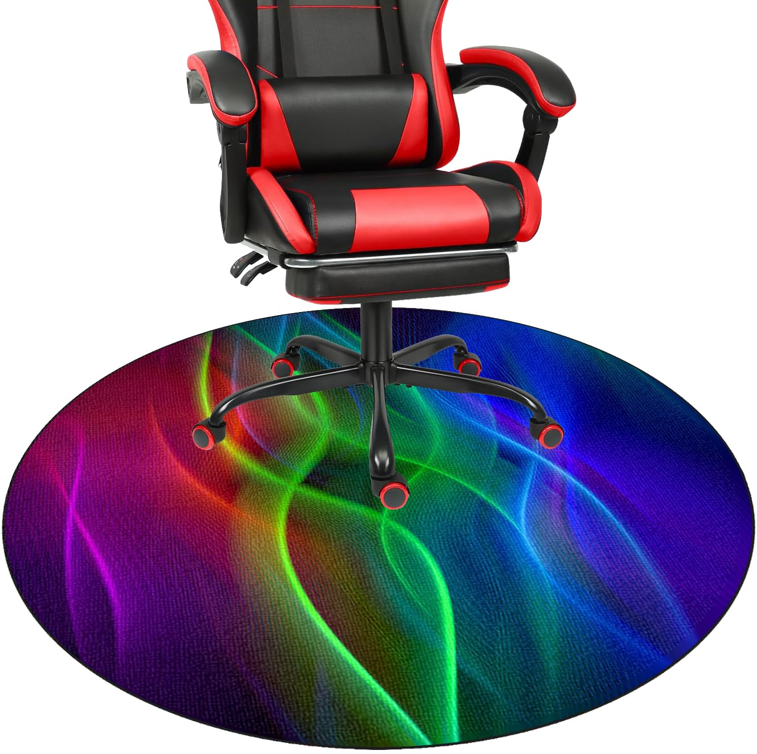 Heavy Duty Gaming Chair Mats for Carpeted and Hardwood Floor Round Office Computer Desk Chair Mat 70 cm Floor Protector for Gaming Chair with Anti-Slip Backing, Under Desk Low Pile Gaming Rug