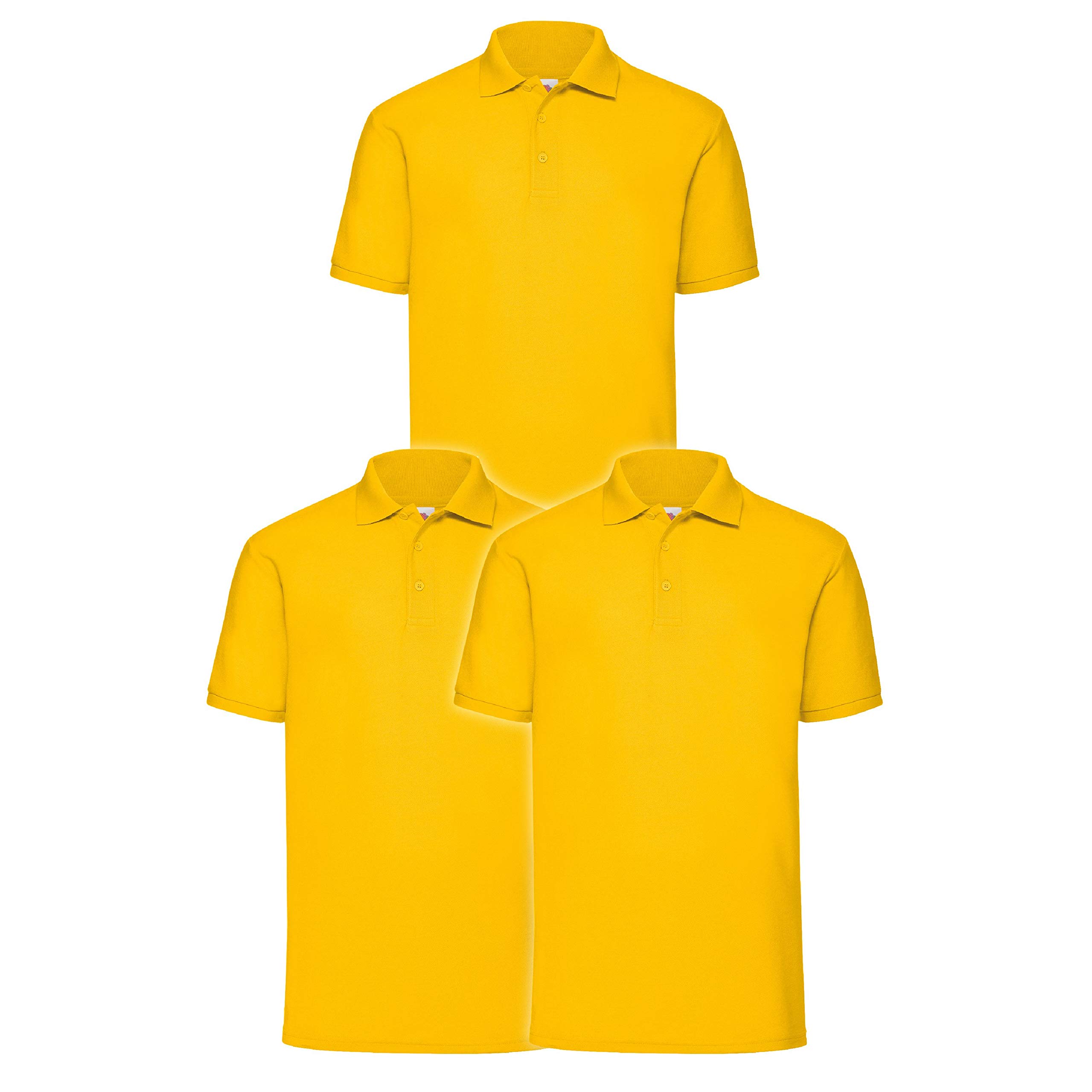 Fruit of the Loom Men’s Polo Shirt, Pack of 3 - Yellow - XXX-Large