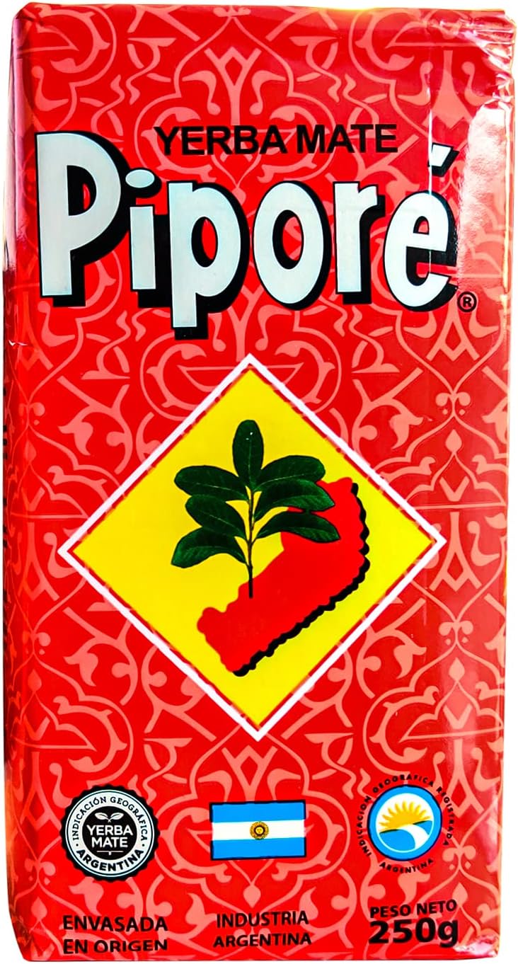 Pipore Yerba Mate Red Packet Despalada Organic Original Hot and Cold Tea Gluten Free Gives Energy Improves Strength Immune System Unique Flavour (250 Grams)