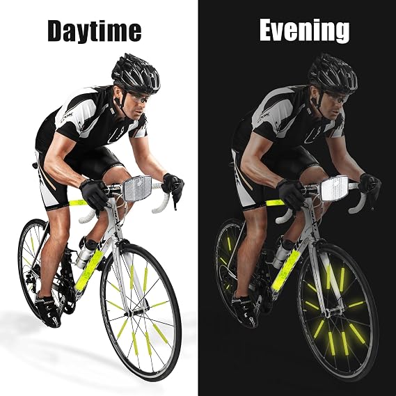 12Pcs 8m Bike Spoke Reflectors Reflective Tape for Cycling with Screwdriver