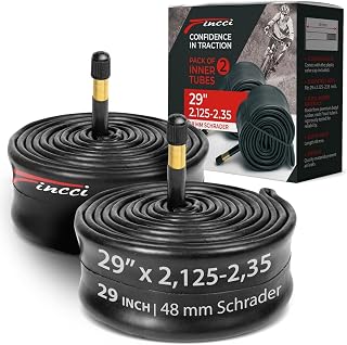 Fincci Camera d aria mtb 29 - Coppia Cameras d'aria bici da corsa 29 x 2.1 x 2.20 x 2.35 pollici per Montagna Strada Bici ebike MTB Ibrida Biciclettas - Valvola Interna Schrader 48mm - Confezione da 2