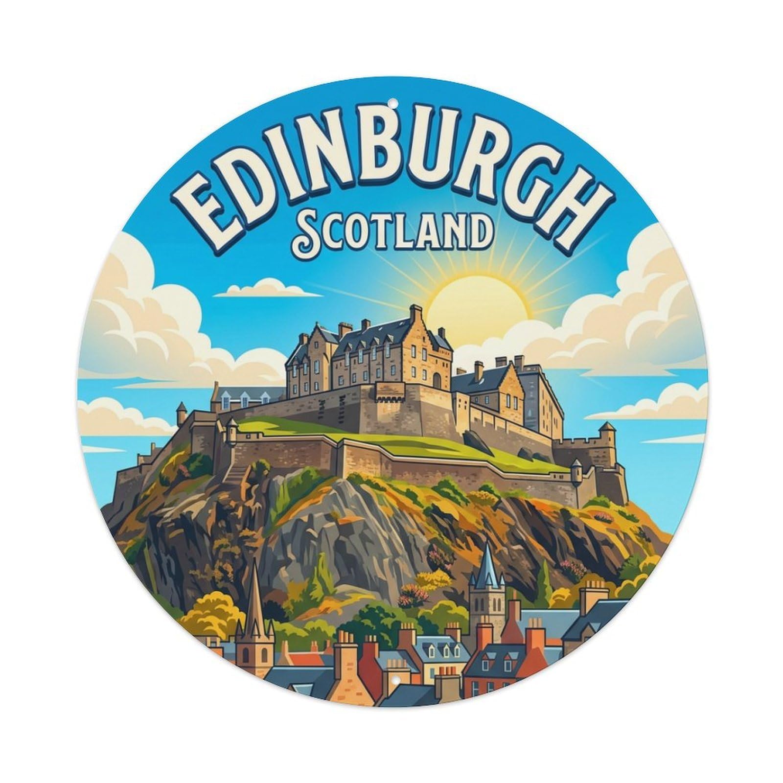 Galvaxio Style Retro Travel Scotland Edinburgh Metal Tin Sign