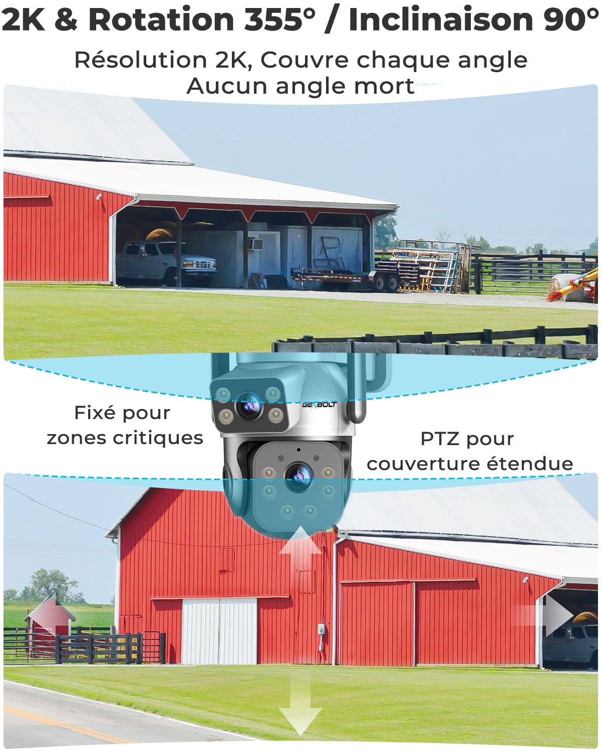 GENBOLT 4G AOV Caméra Surveillance Extérieur Solaire sans Fil Carte Sim