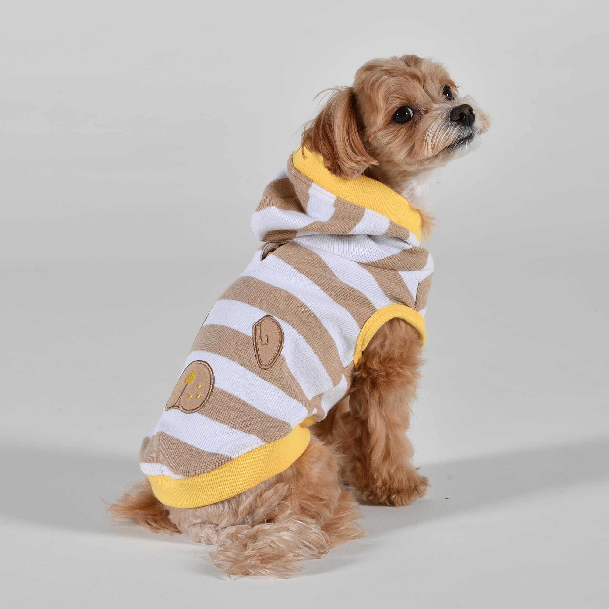 Puppia Spring/Summer HOOCH Dog Hooded Shirt Trendy Fashionable Cute Dog Apparel, Beige, X-Large
