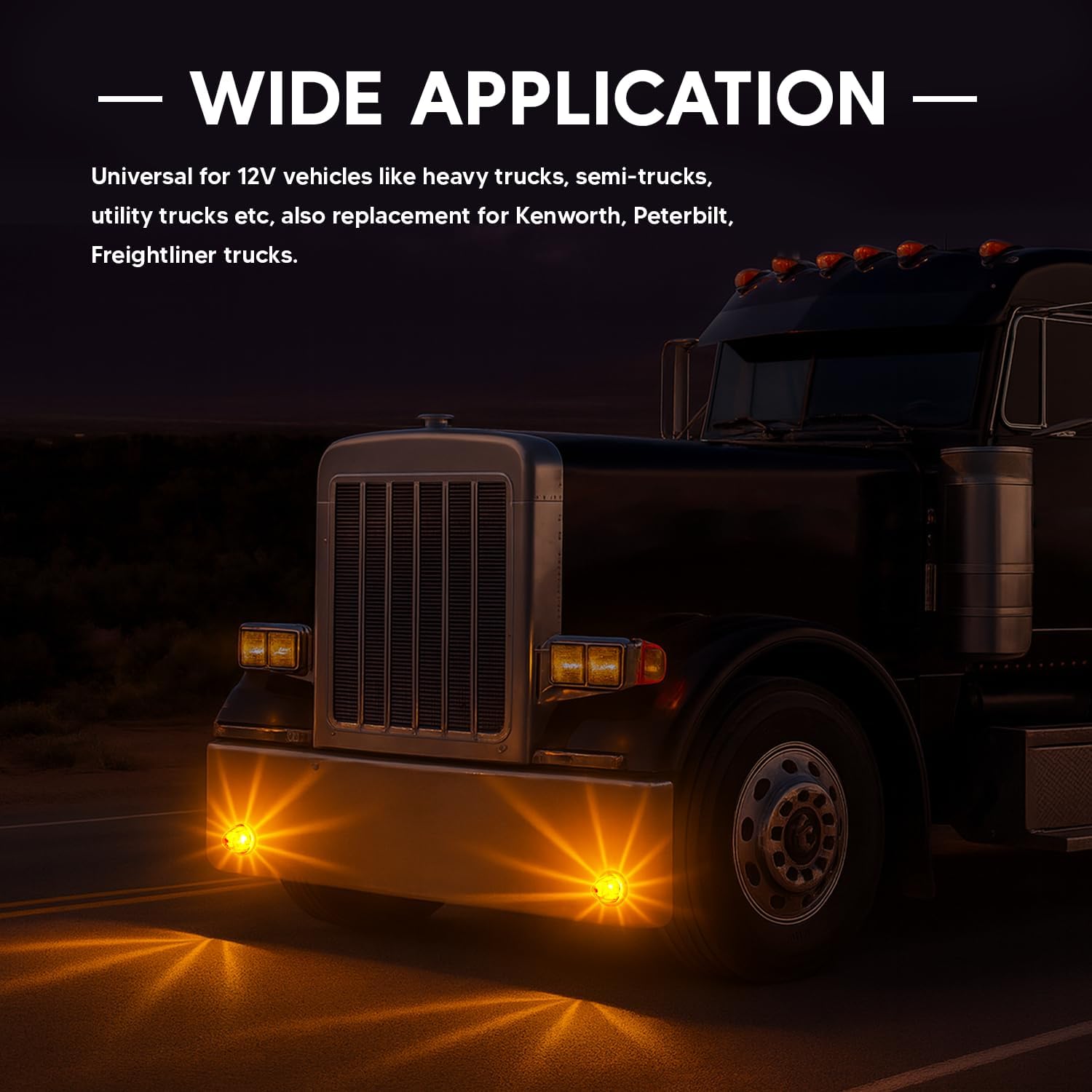 2Pcs Amber Watermelon LED Light with Stainless Steel Bracket, 12V Marker Clearance Lights for Semi Truck, Freightliner, Kenworth, Peterbilt, Heavy-Duty Trailers