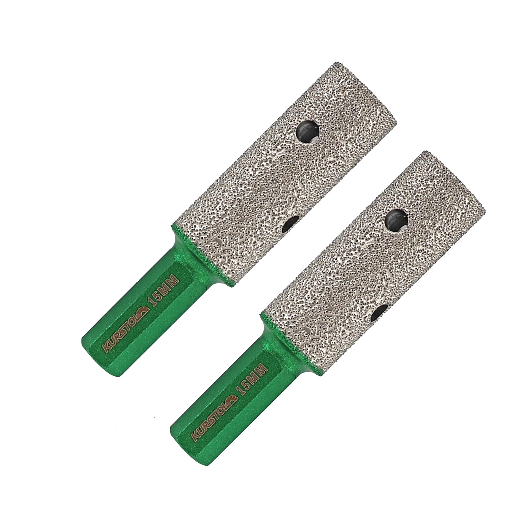 KURSTOL Diamond Coated Milling Bit - 2PCS Diamond Finger Bit for Enlarging Shaping Holes,Dia 4/5"(20mm) Hex Shank Tile Hole Grinder Round Bevel Existing Holes in Porcelain,Hard Ceramic,Granite,Marble