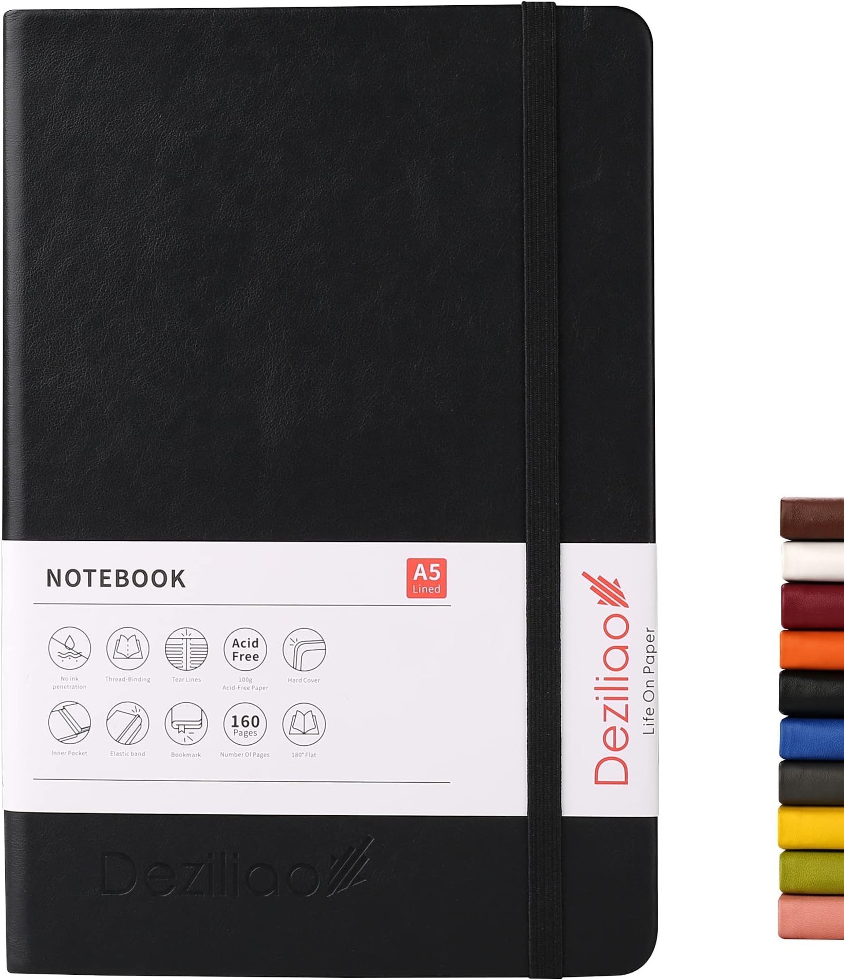 Deziliao Hardcover Notebook Journal 160 Pages, Lined Journal Notebooks ...
