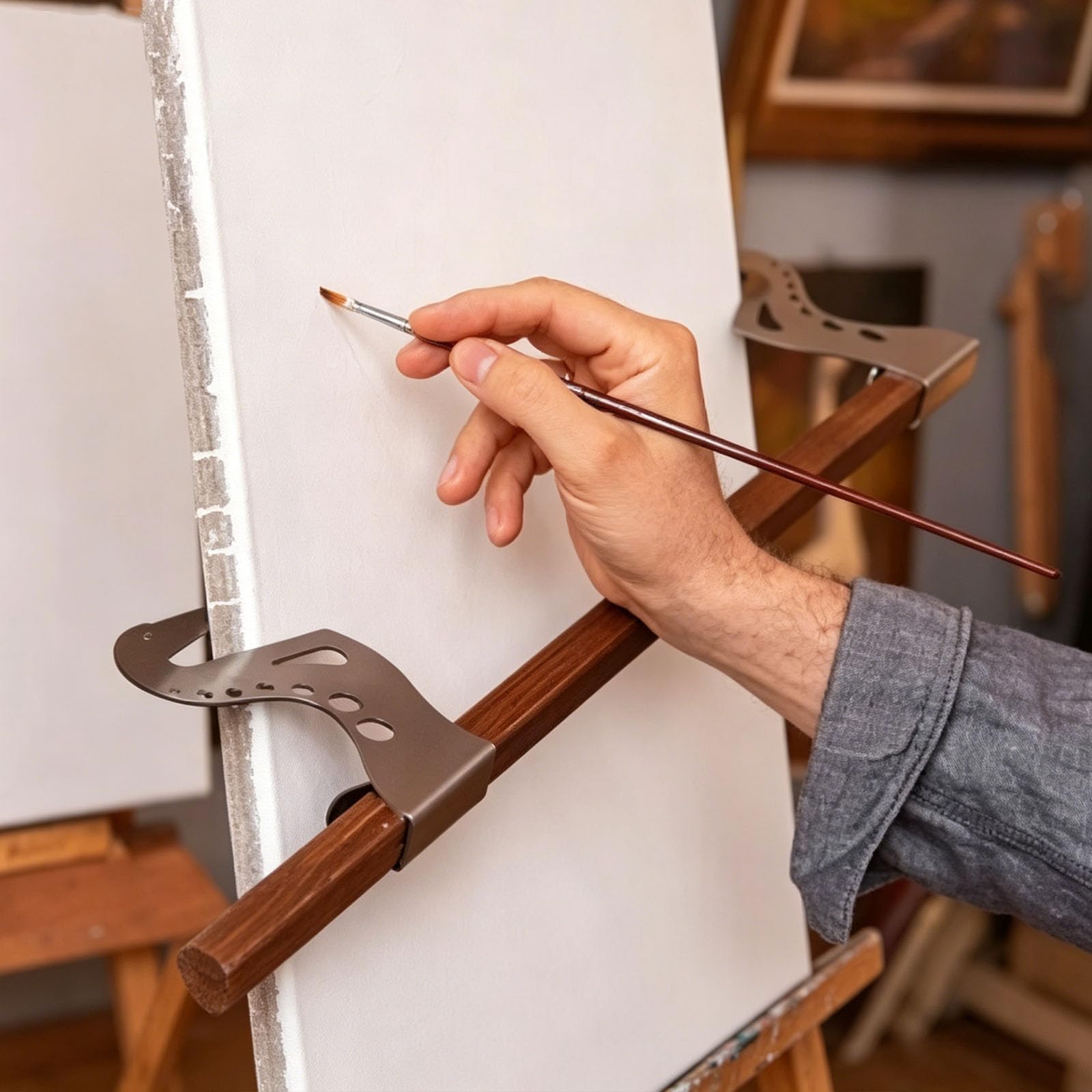 Puente de soporte de mano para artist, caballete ajustable, barra de soporte para reposamanos de caballete ajustable, barra de apoyo de metal para pintura, dibujo, arte en miniatura, bocetos
