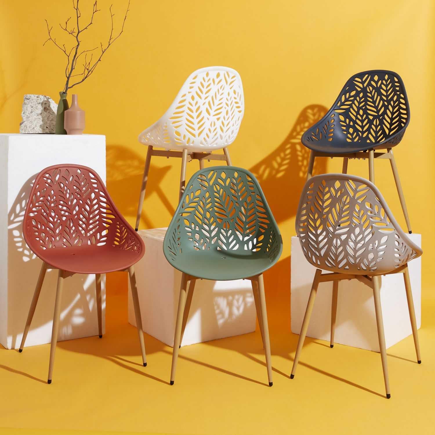 HOME DECO FACTORY Lot de 4 Chaises Lucena Mobilier d'Extérieur Gris