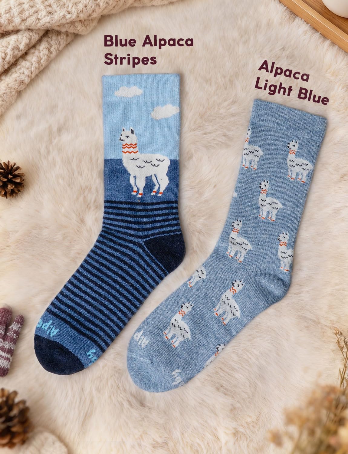 Alpaca Wool Heavyweight Crew Socks for Winter Hiking Boot Casual Socks Cold Weather Thermal Warm Thick Breathable - Image 2