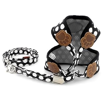 犬用リード＆ハーネスSET【本革】salmonping＆ヌメ革ツートン／ドット柄 犬用リード＆ハーネスSET【本革】salmonping＆ヌメ革ツートン