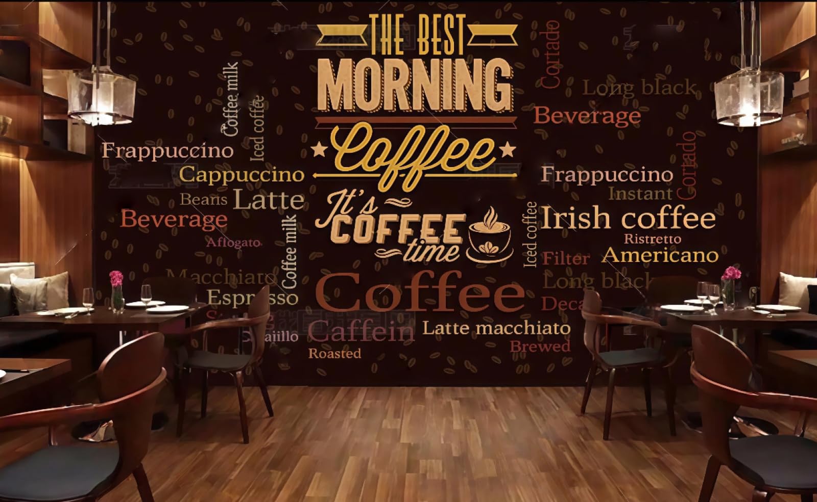 rskjdghshd Wallpaper Retro Coffee English Letters Drink Theme Dessert Shop Western Restaurant Background Wall Mural Afternoon Tea Coffee Shop Wallpaper,3D,400x280cm