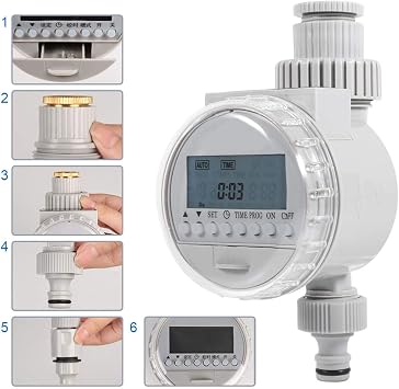 Solar Powered Automatic Watering Timer,Fit 1/2 Intelligent Irrigation Controller with LCD Digital Screen for Home Garden Greenhouse Plant Grass