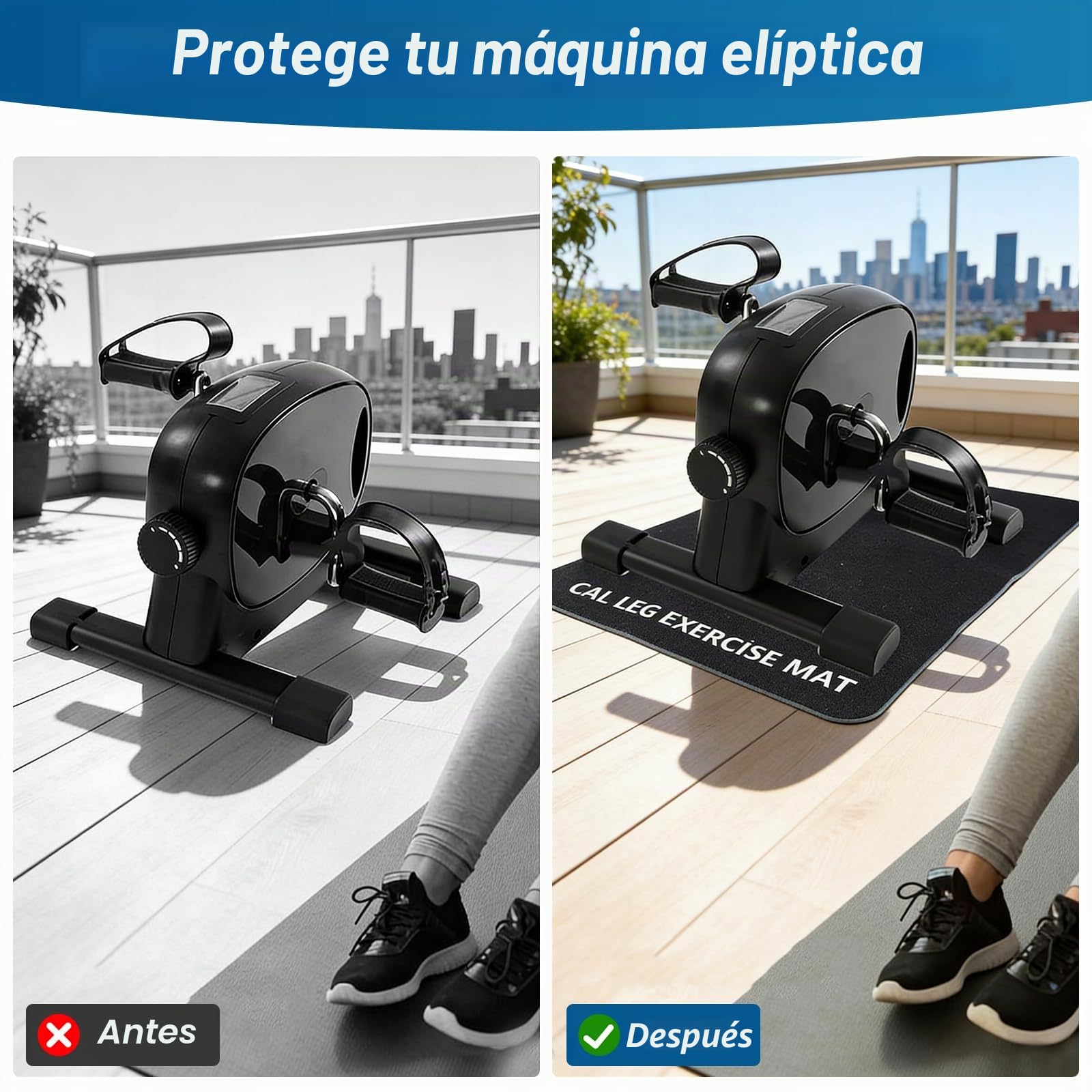Alfombra de Gimnasio 60x40cm Antideslizante Antirruido Protección Suelo para Máquinas Cardio