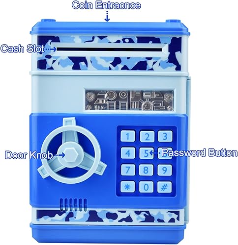 Miniatura 9 de HUSAN Alcancías para niños, con código electrónico de contraseña, cajeros automáticos y cajeros automáticos, caja de monedas para niños y niñas