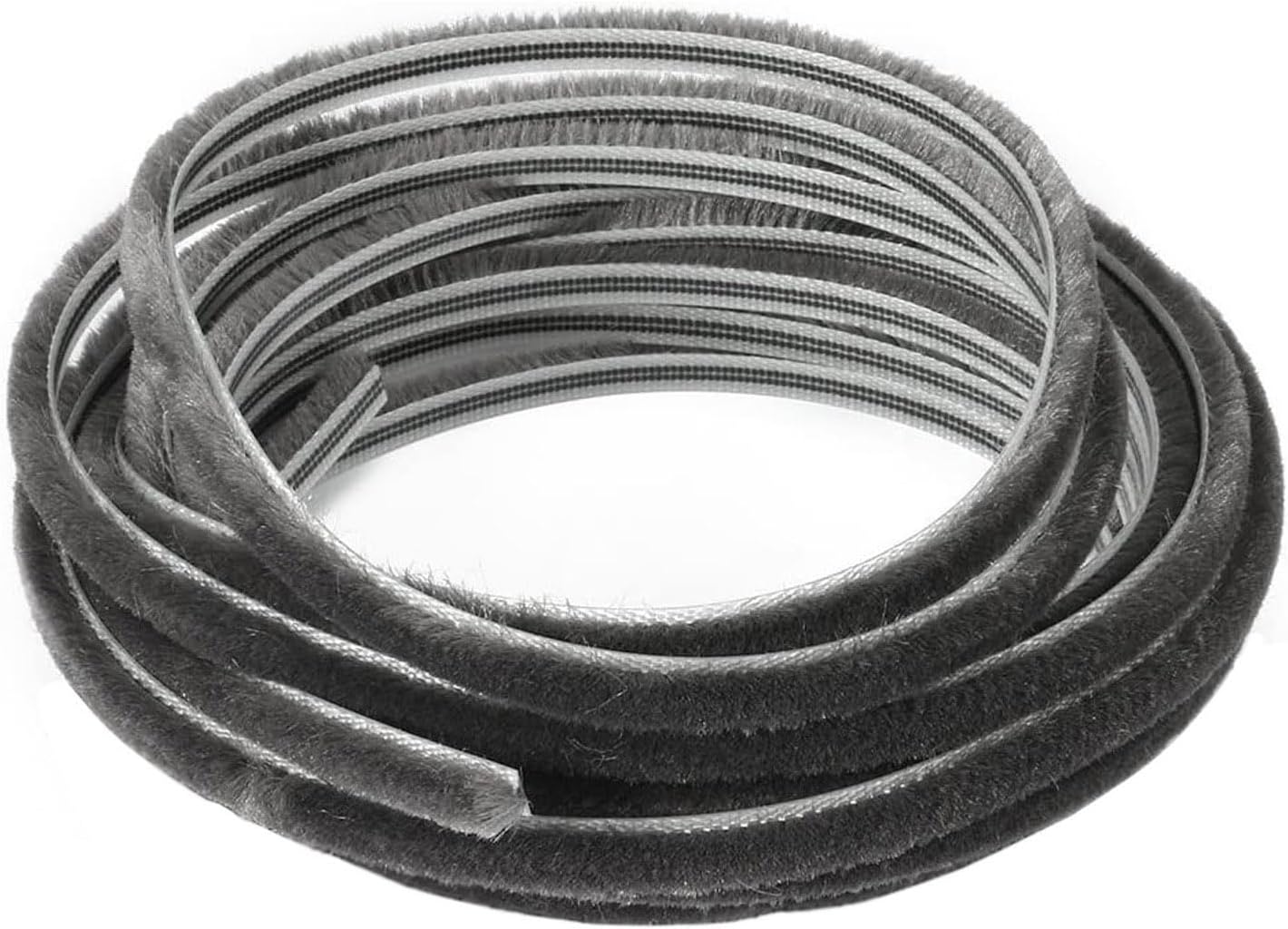 TOP-VIGOR Brush Weather Stripping 6mm Width 7mm Thick 19.7ft Length, Self-Adhesive Felt Pile Weather Stripping Window Door, Dark Grey