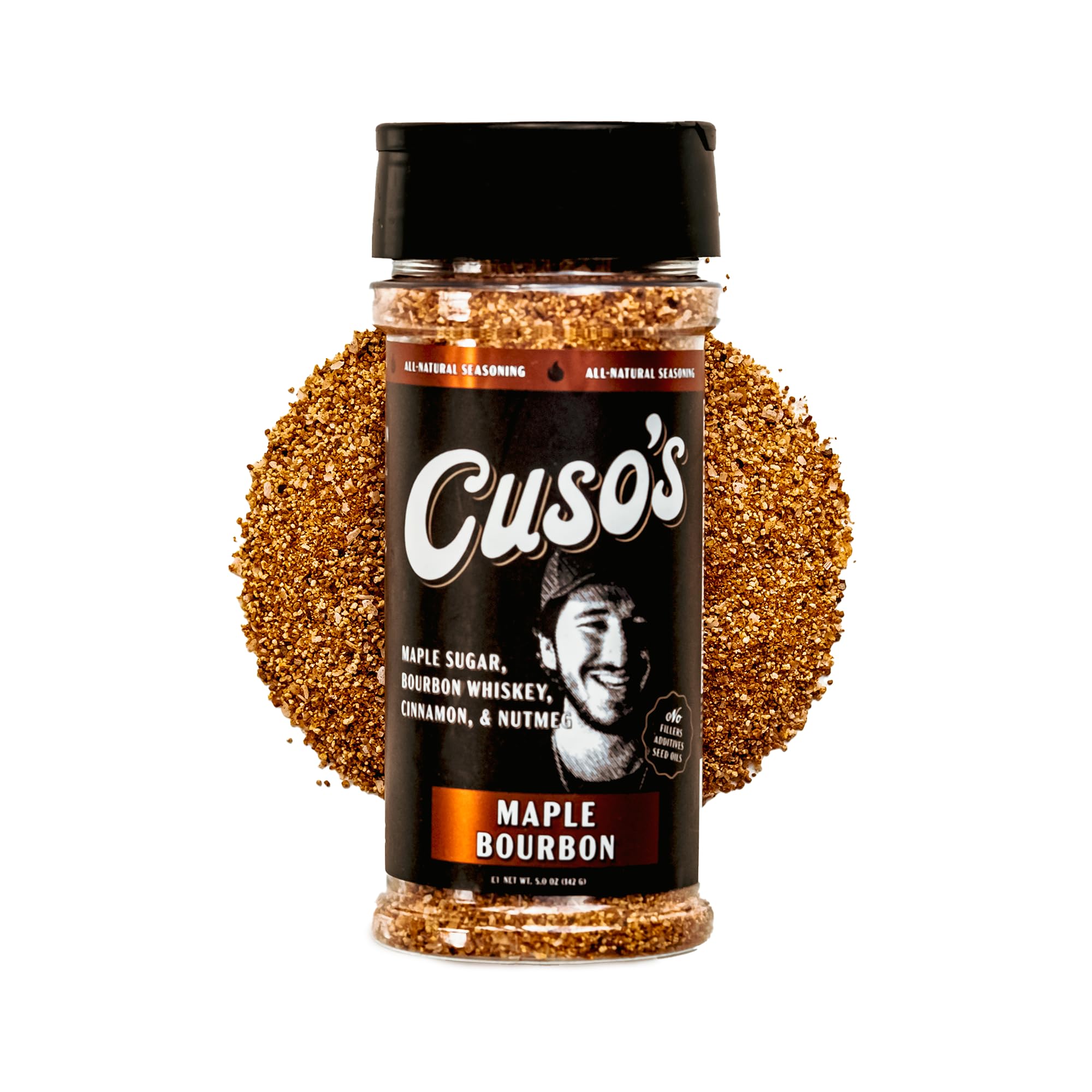 Cuso's Maple Bourbon Rub BBQ Seasoning - All-Natural Steak Seasoning - Spices for Grill, Marinade & Smoking - 1 Count BBQ Rub - 5 oz bottle
