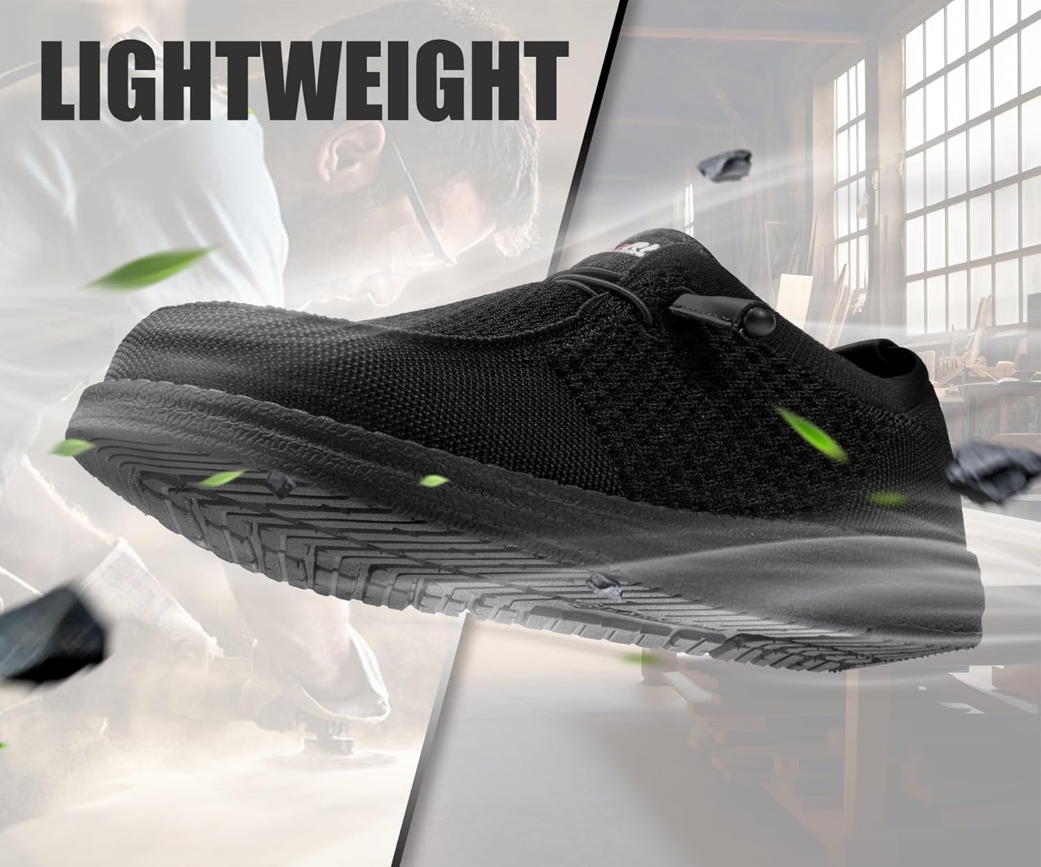 LARNMERN Slip On Steel Toe Shoes Men Loafers Work Safety Lightweight Comfortable Durable Walking Sneakers - Image 4