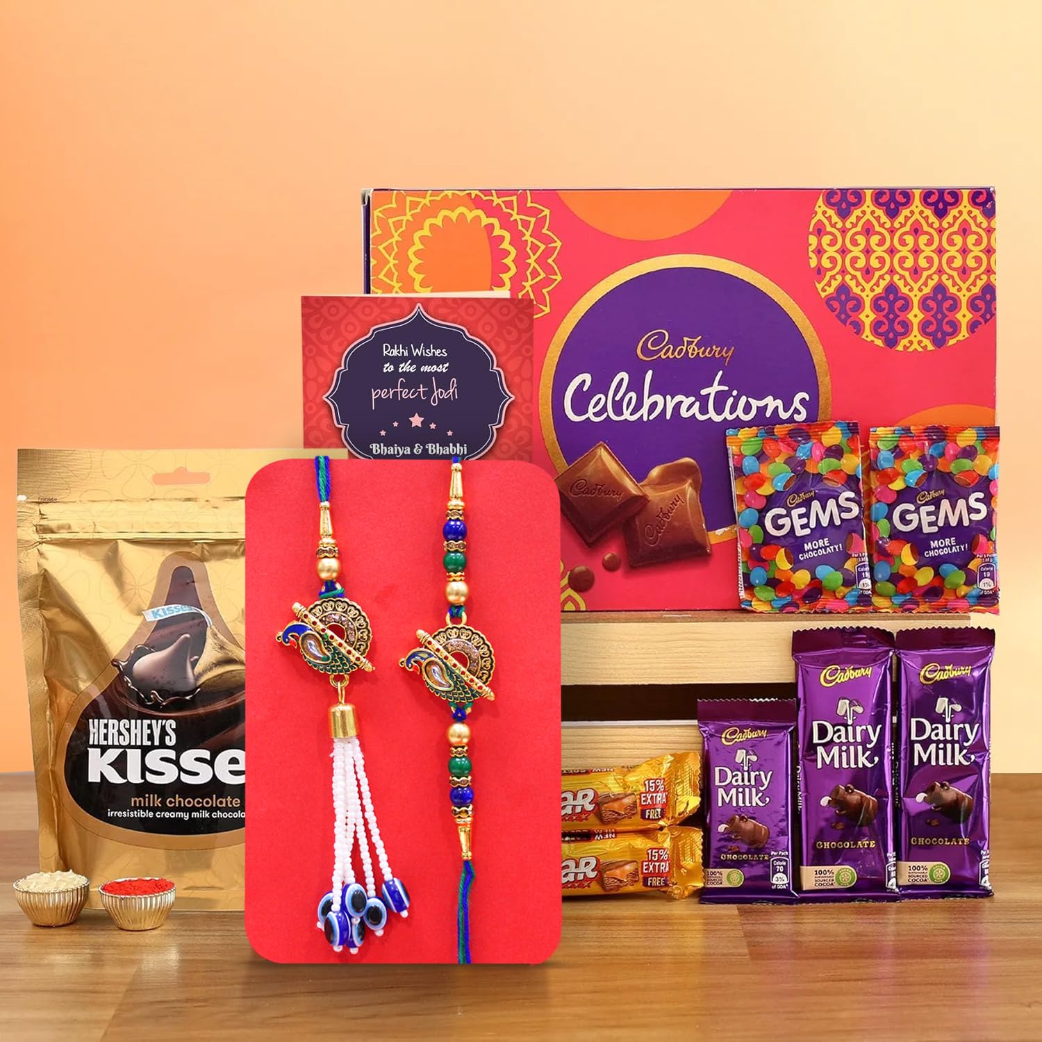 TIED RIBBONS Rakhi for Brother and Bhabhi with Chocolate Gifts - Lumba Rakhi Set of 2 with Chocolates and Rakshabandhan Card Hamper - Rakhi Gift for Bhaiya Bhabhi-image-13