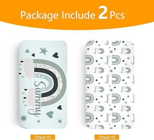 Miniatura 10 de Sábanas verdes personalizadas para cuna, sábana bajera ajustable de bebé con nombre personalizado para funda de colchón de cuna estándar, paquete de