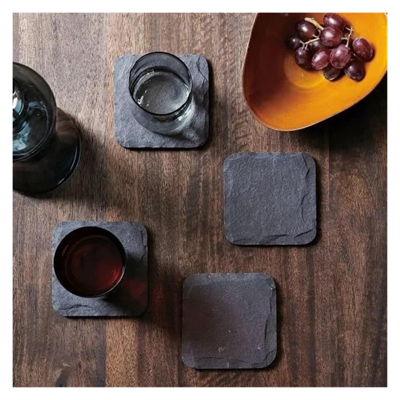 1/4 Stück Untersetzer, Wiederverwendbar, Esszimmermatte, Stein, Rund, Quadratisch, Geschnitzt(Square-4pcs)
