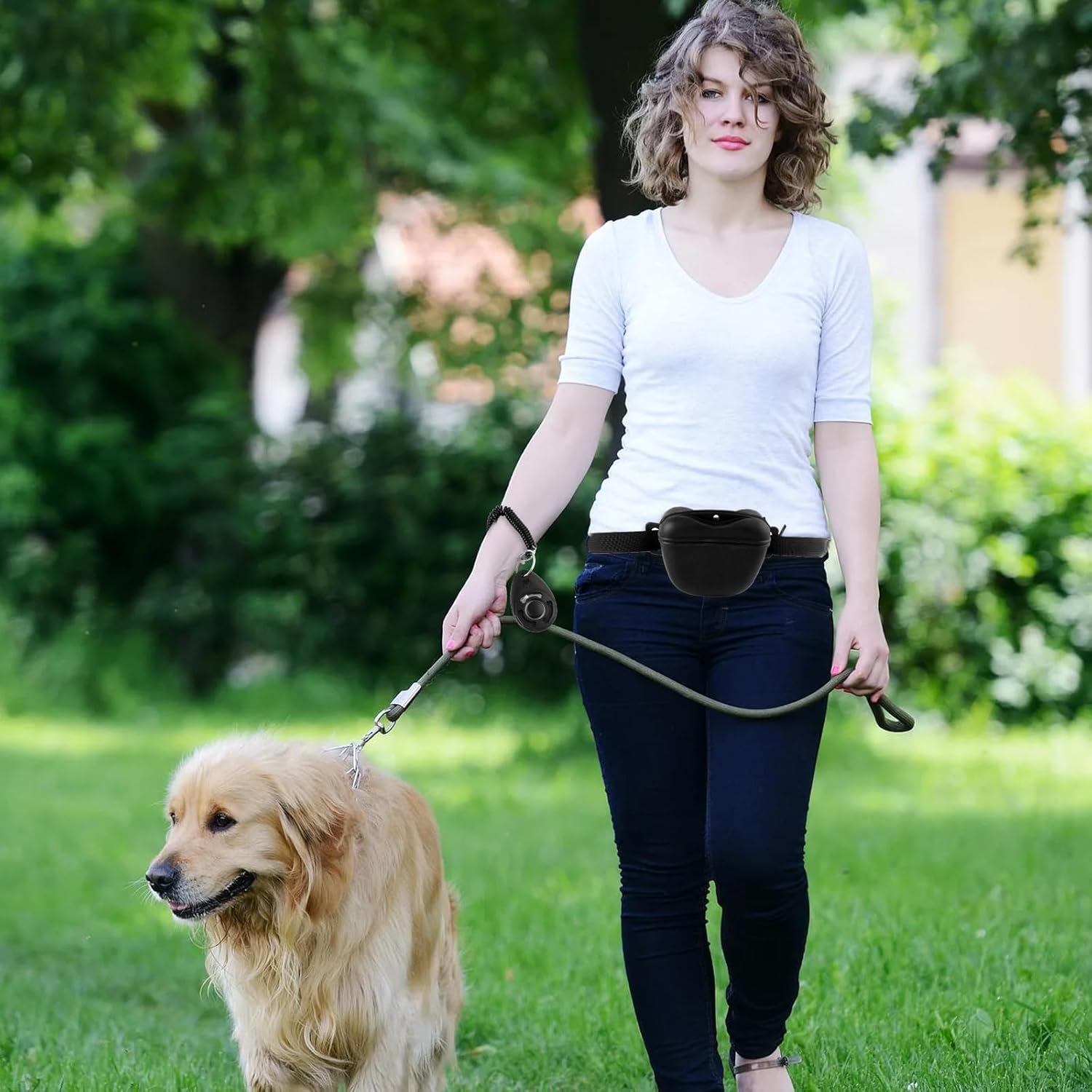 oibrxenl Silicone Dog Treat Pouch with Waist Belt and Training Clicker Magnetic Closure Dog Treat Bag Black Dog Treats Pouch for Pet Training Walking 8