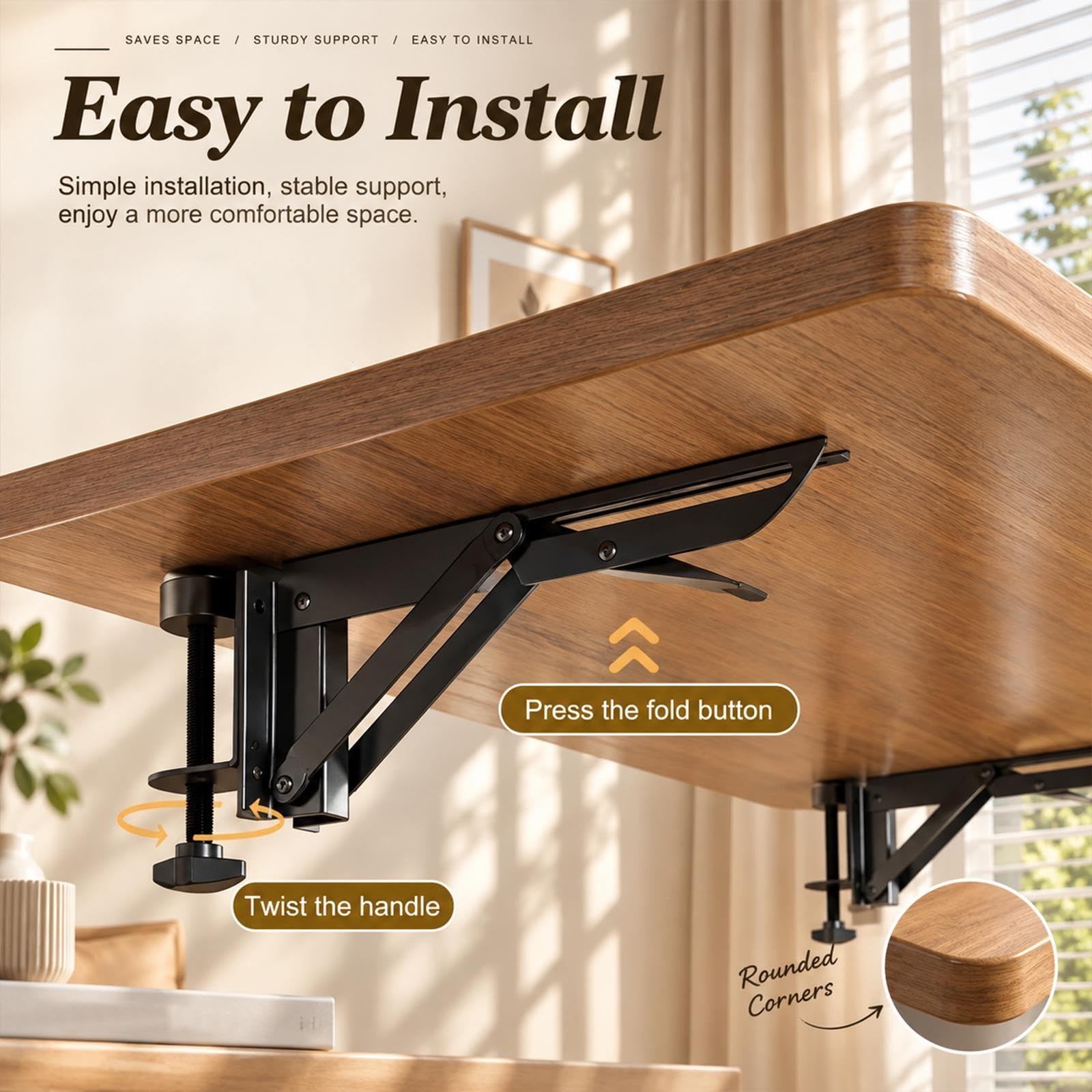 Desk Extension Panel, Foldable Storage Rack With Clip