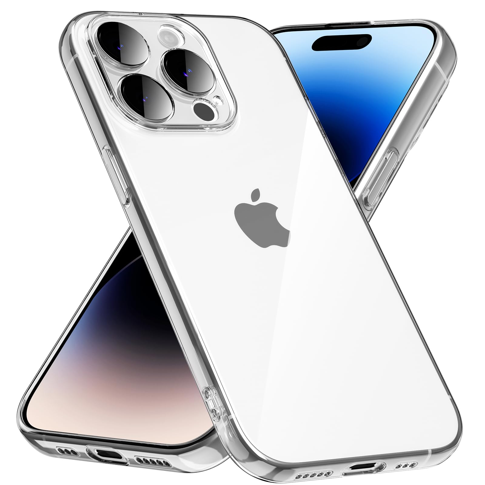 caslord Hülle Kompatibel mit iPhone 14 Pro, weiche TPU Transparent Stoßfest Schutzhülle Durchsichtige Kratzfest Handyhülle Case Cover