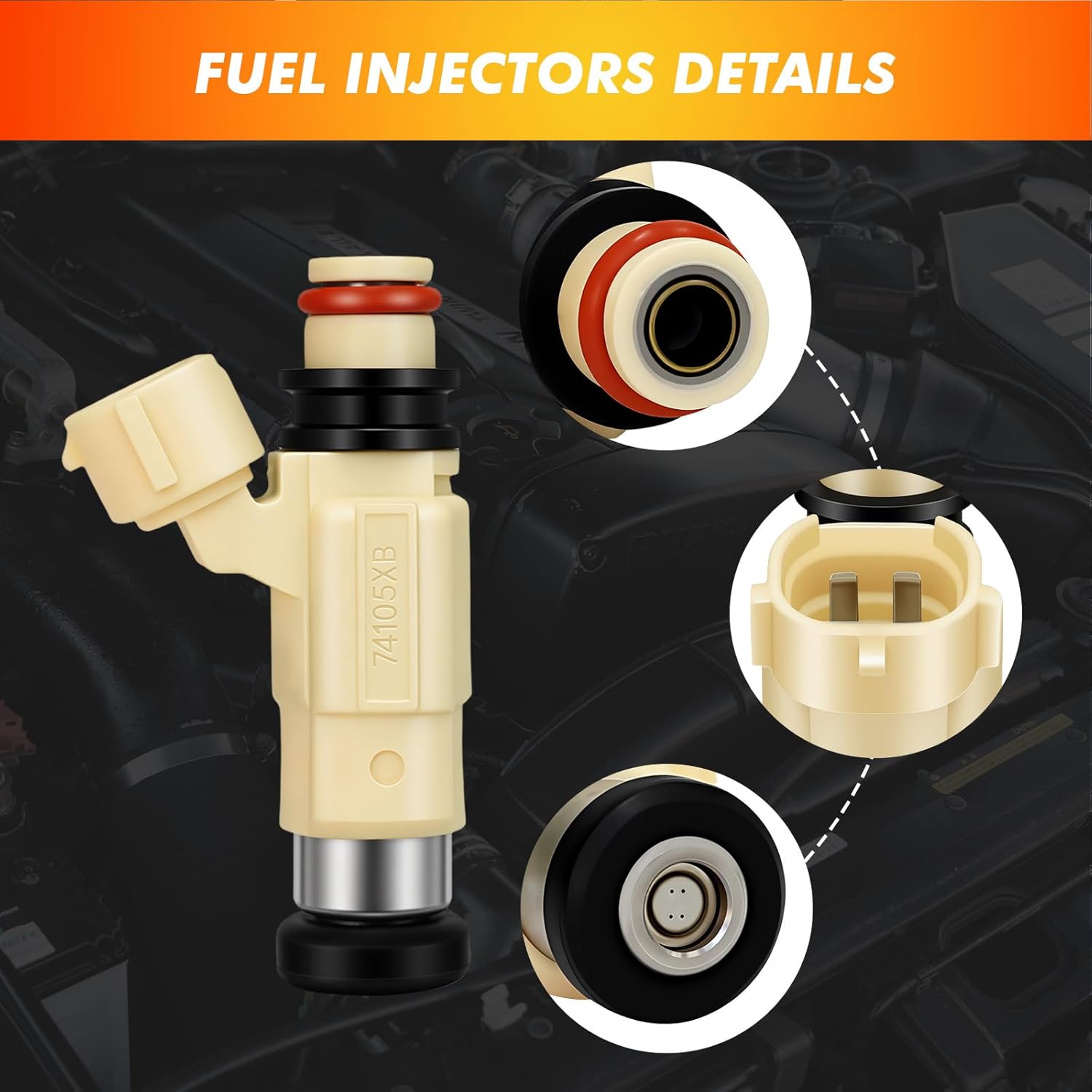2002-2010 6Pcs Fuel Injectors Compatible for Yamaha Outboard 4 Stroke F200TXR F225TLR F225TXR LF225TXR Replace CDH240 69J137610000