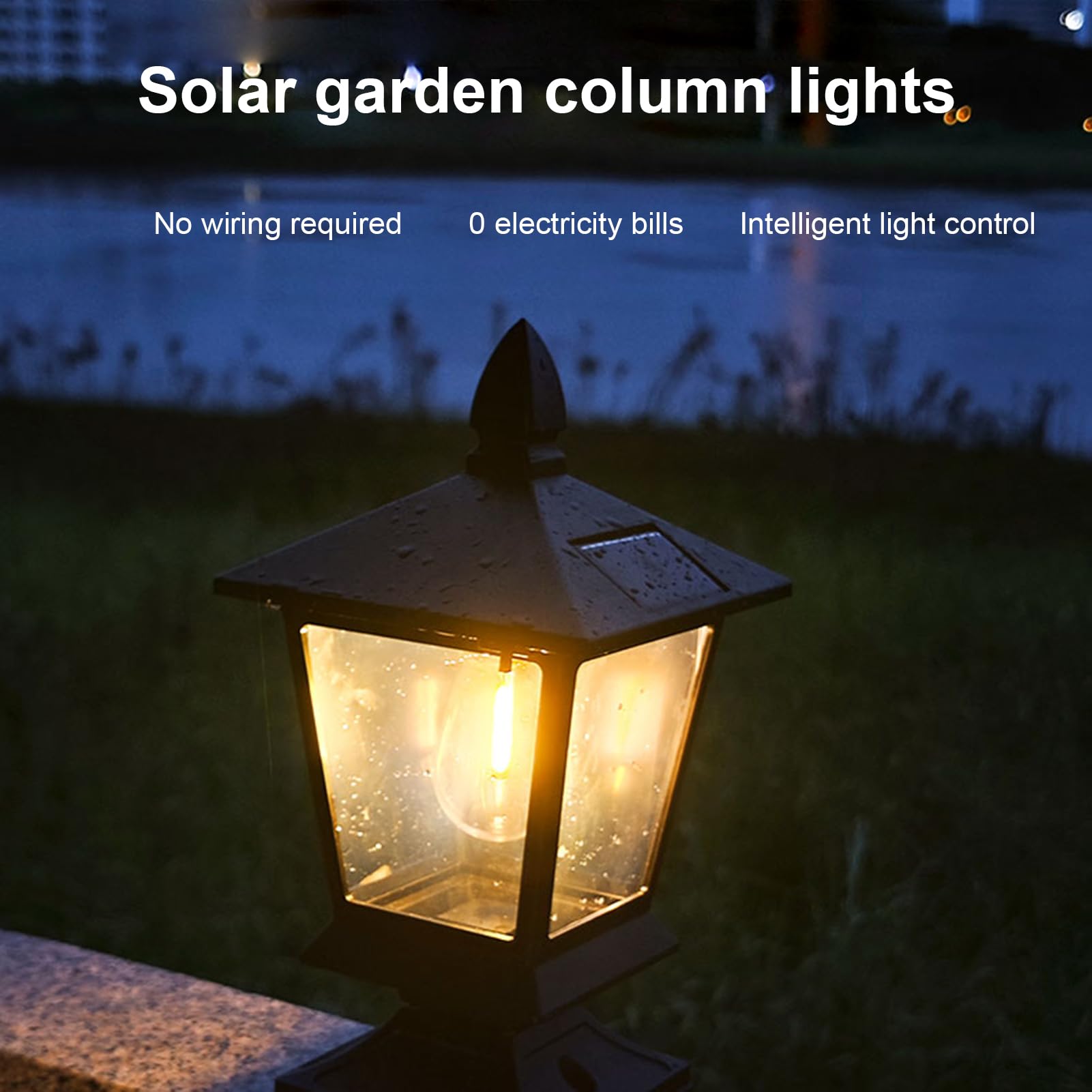 TFixol Luz solar de jardín de paisaje para valla de villa, pilar, con energía solar, fácil instalación, 2 unidades