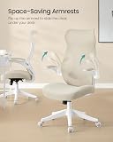 SONGMICS Office Chair, Swivel Mesh Chair, Ergonomic Backrest, Height Adjustable, Flip-Up Armrests, Headrest, Supports up to 150 kg, Cappuccino Beige OBN088K01 - 4