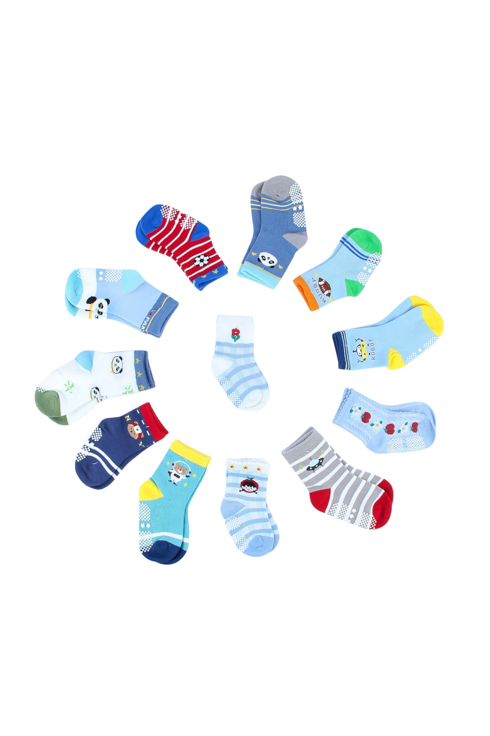 NEOBABY Baby Boy's Cotton Anti Slip Grip Socks (Assorted/Random Designs) 2