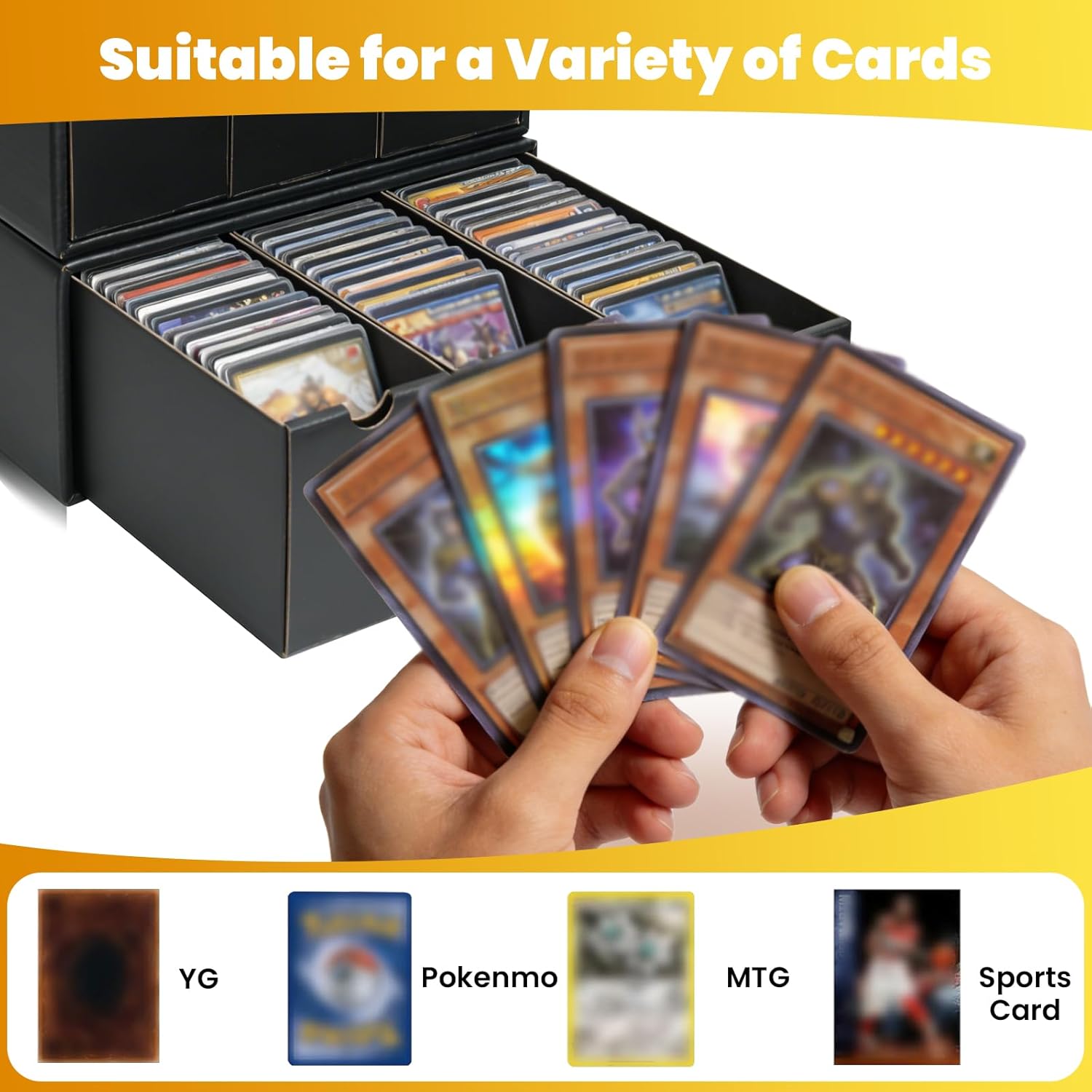 JUMPOW Trading Card Storage Box - 12000+ Card Storage Box Organizer, Bulk Card Sports Card Storage Boxes With 48 Card Dividers, Labels & Tapes, For TCG/MTG/PTCG/Baseball Card Storage And Collection