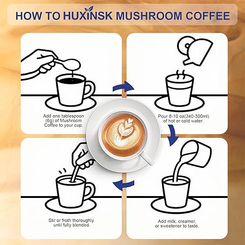 Miniatura 6 de Café de hongos, café instantáneo orgánico con melena de león, reishi, cordyceps, colágeno, -glucano (prebiótico) para concentración, energía, apoyo