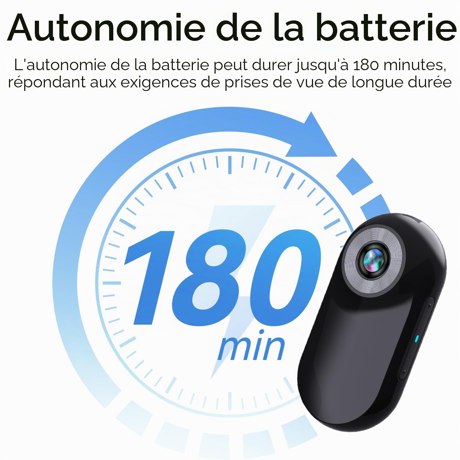 Xilecam Camera Portable Miniature Mini Caméra Sport Carte Mémoire 32 Go Camera Moto Caméra POV Magnétique Léger Multifonction Accessoires Mini Body Cam（Noir Brillant）