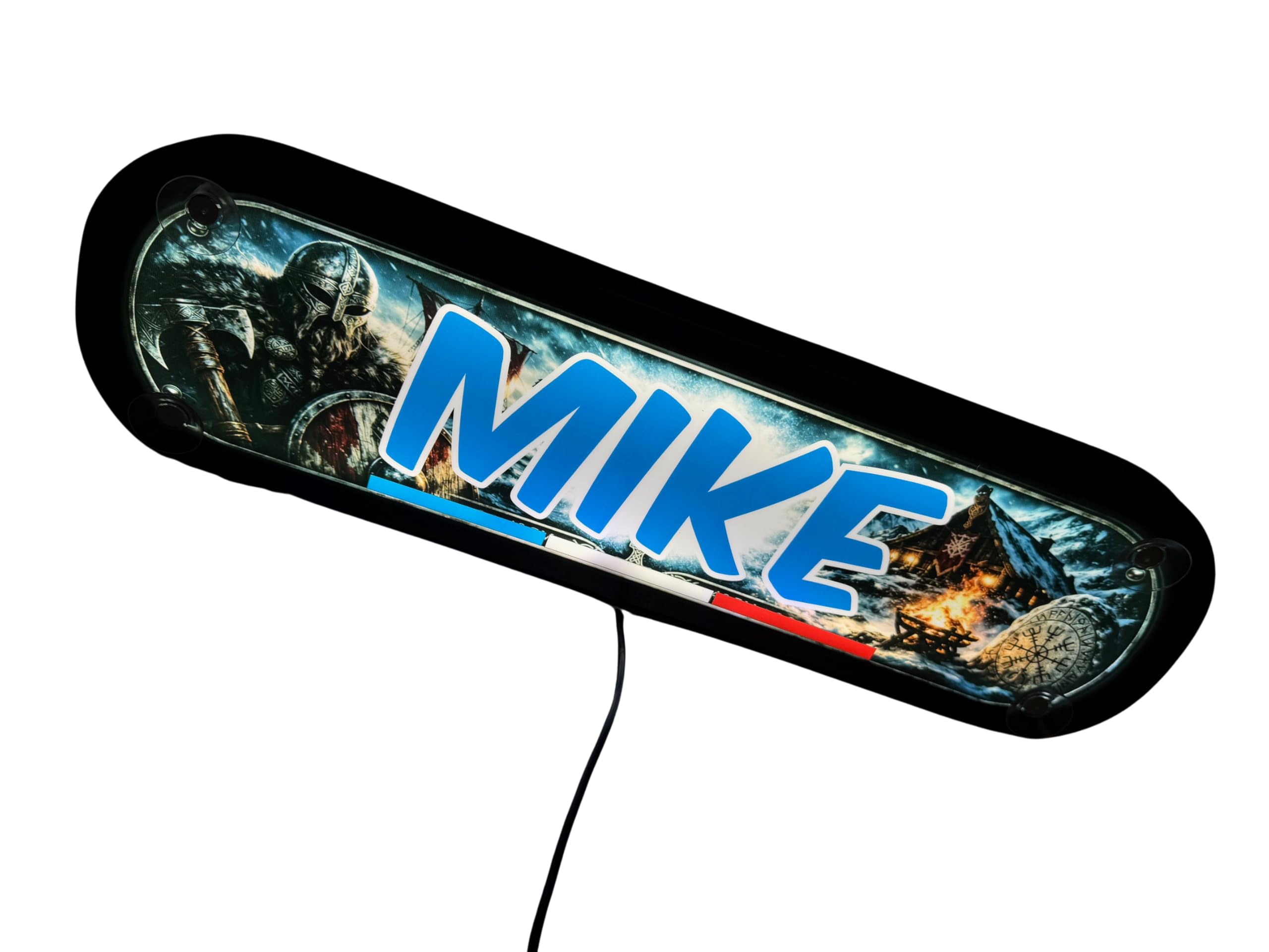 Placa luminosa LED para camiones personalizados con nombre de modelo Excellence – RGBW Ambiance Musical – USB 5V/12V/24V – Cartel de carretera – Regalo de conductor de carretera – Fabricación francesa