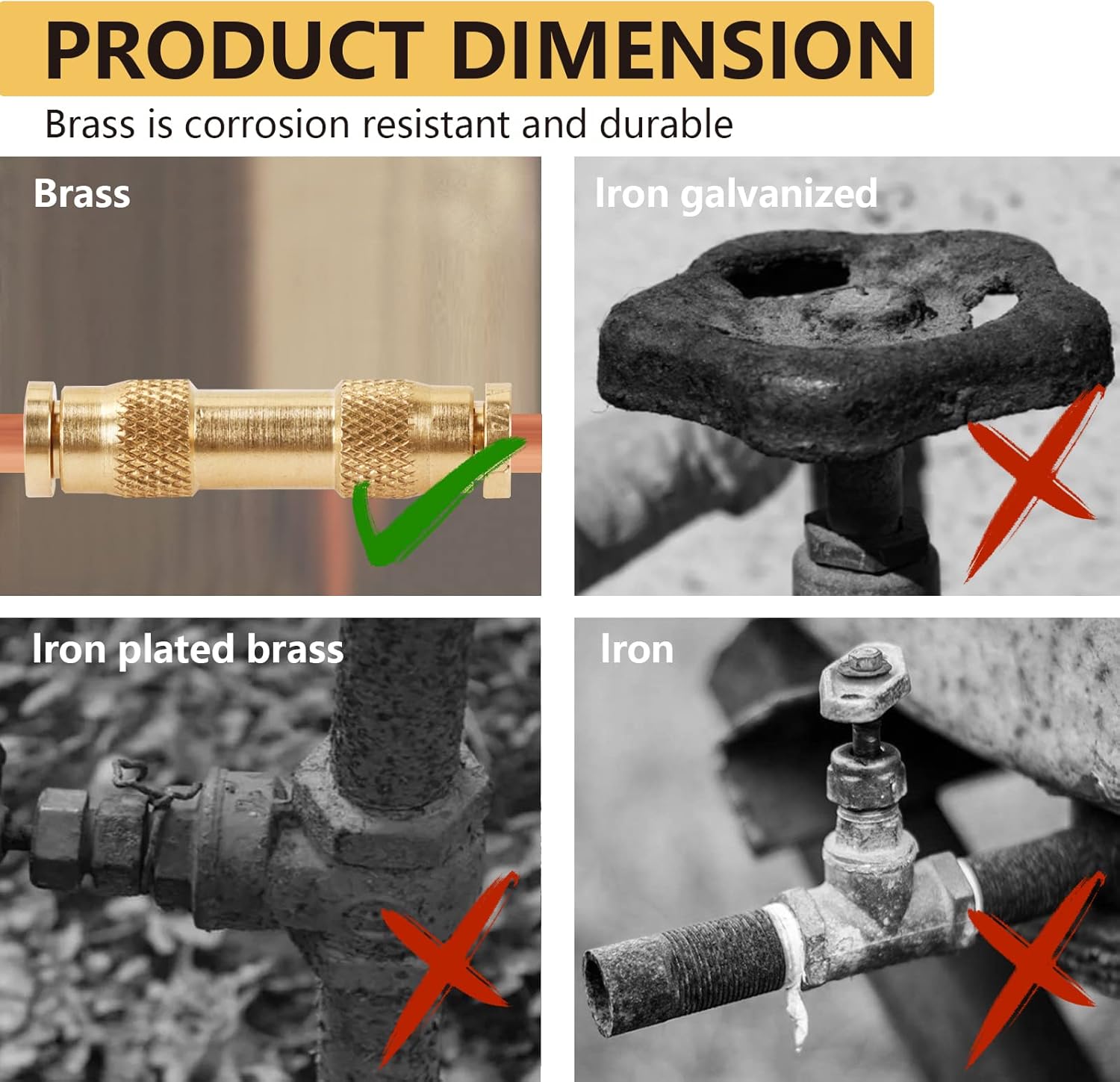ANRIWT Air Brake Line Fittings,1/4" DOT Air Fittings Brass Push in Fitting, Push to Connect Union Fittings, Air Brake Union 1/4" Tube OD for Trucks Trailers Use and Industria Workshops (4 PCS) : Automotive
