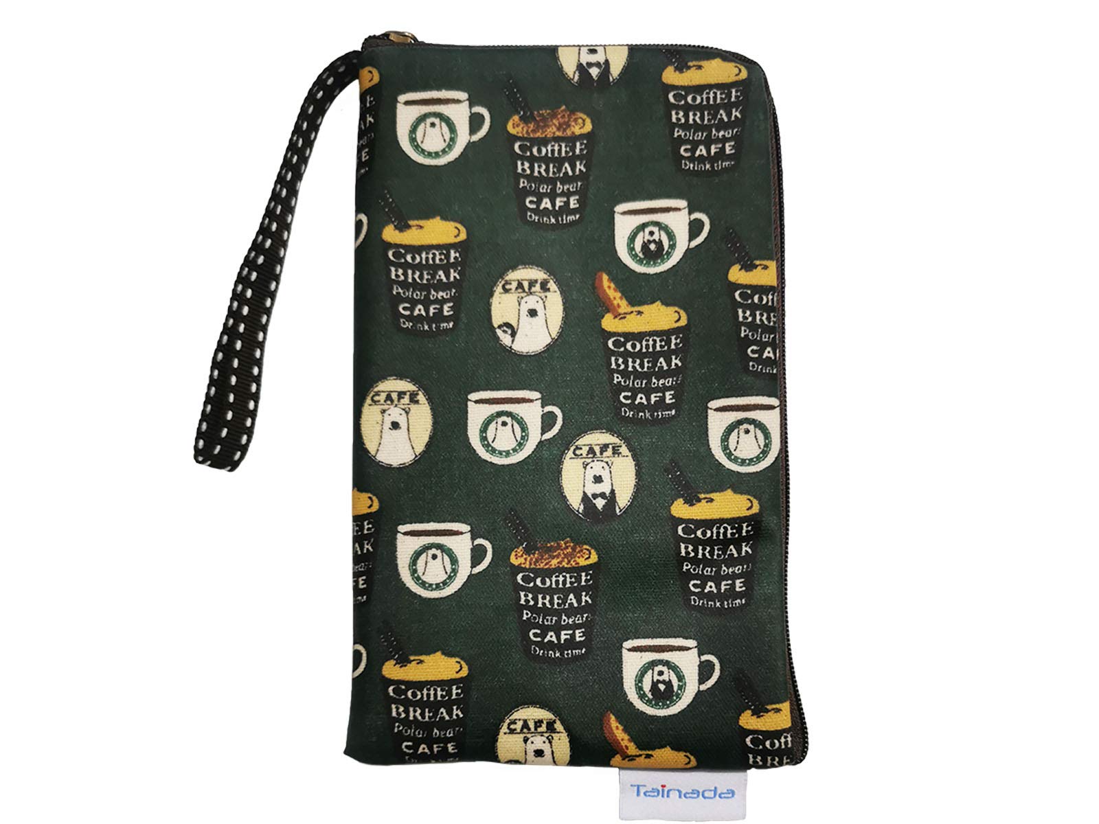 Taianda Women Phone Wristlet Wallet Pouch (Coffee Pattern Green)
