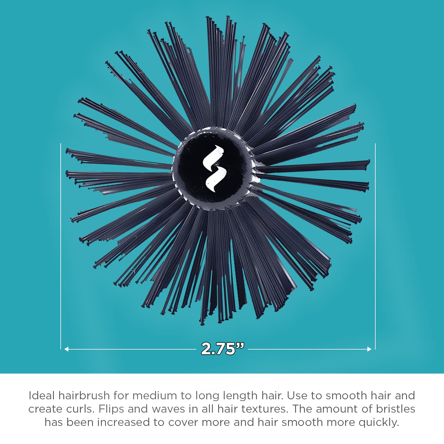 Spornette Double Stranded XL Round Brush, Nylon Bristles - Round Brush for Straightening, Anti-Frizz, Detangling, Volumizing - Styling for Wavy & Curly, Medium & Long Hair Lengths (2.75 Inches) - Image 6