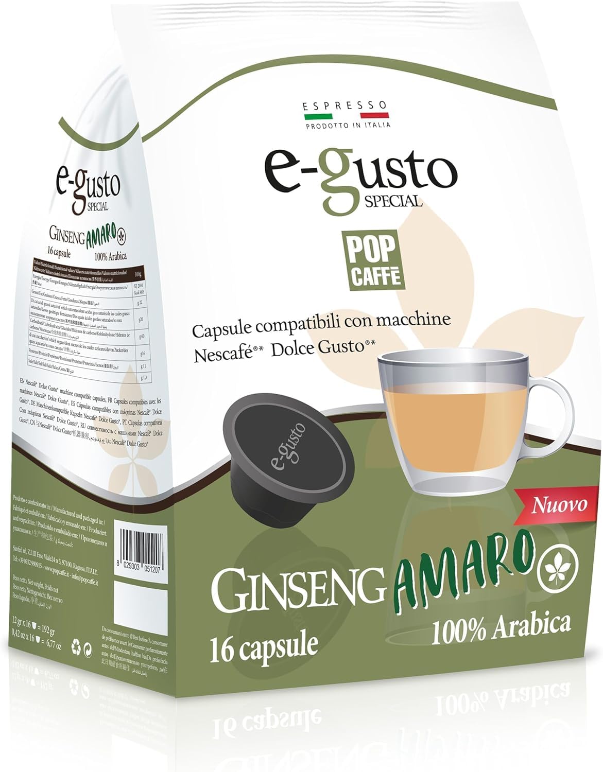 160 Capsule Caffé compatibile con Nescafè Dolce Gusto POP CAFFE GINSENG AMARO 100% ARABICA Solubile per Macchine Nescafé a capsule compatibile con Dolce Gusto –