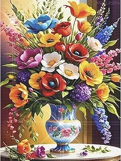 COHAYISY Flowers Diamond Painting Kits for Adults, Bouquets Diamond Art for Beginners, vases Diamond Round 5D Full Drill Paint with Diamonds Pictures Gem Art Painting Kits DIY Crafts Kits 12x16inch