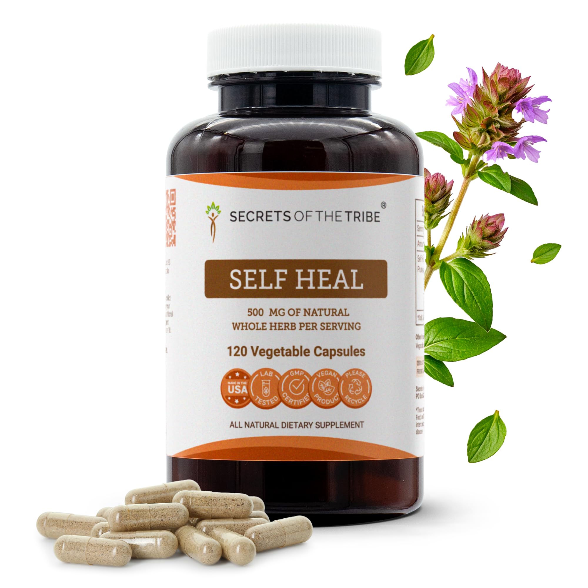 Secrets of the Tribe Self Heal 120 Capsules, Made with Vegetable Capsules and Self Heal (Heal All, Prunella Vulgaris) Dried Herb (120 Capsules)